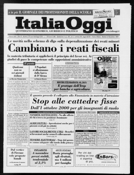 Italia oggi : quotidiano di economia finanza e politica